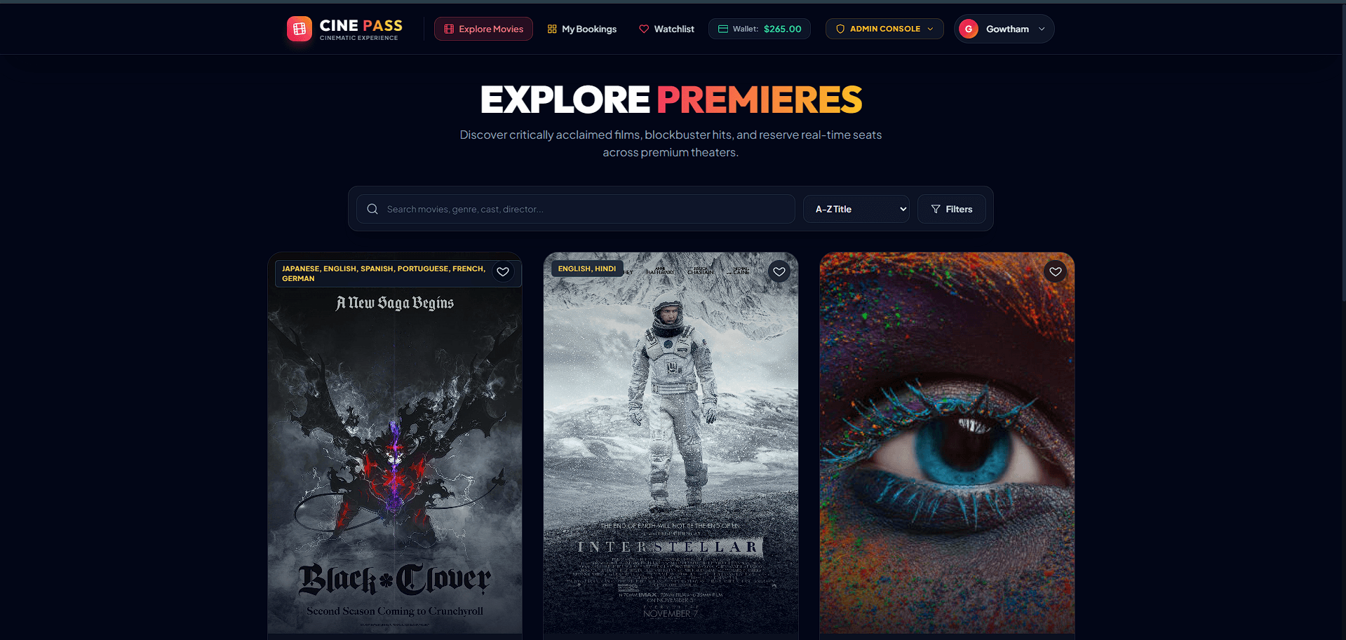Multiplex Movie Discovery Catalog