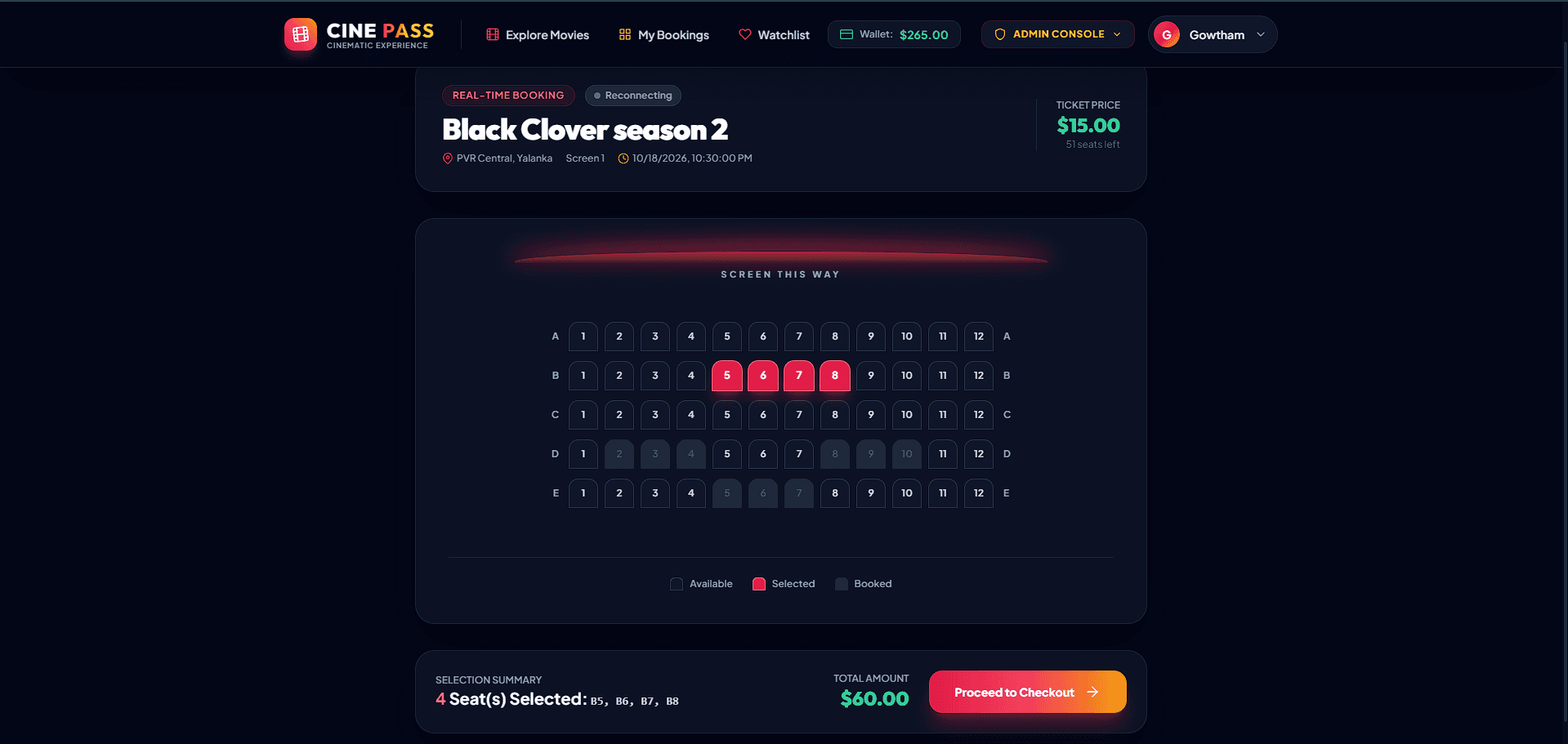 Real-Time Seating Layout & WebSocket Map